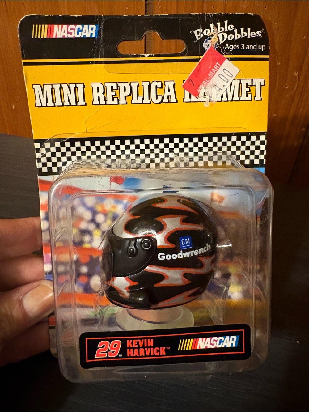Nascar Kevin Harvick Mini Replica Helmet in Black and Silver Flame Design